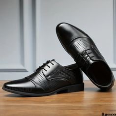 Russoo - Mens Almond Toe Derby Shoes: Lace-Up Front, Ideal for Business, Formal, or Wedding Occasions with Optional Black Tie Black Formal Oxfords For Summer, Black Oxfords For Formal Summer Events, Black Pointed Toe Lace-up Shoes For Wedding, Black Tie Optional, Black Tie Wedding, Business Formal, Derby Shoes, Black Wedding, Formal Wedding