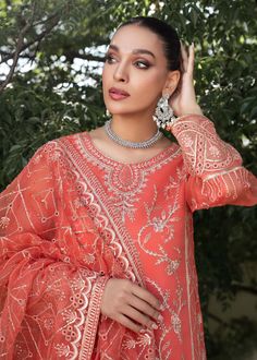 Luxury Peach Pakistani Salwar Kameez Suit is a ensemble Intricate designs and fine details of thread make this Pakistani Salwar Suit an epitome of beauty. Pakistani Salwar Suit, Stitch Delight, Pakistani Salwar, Raw Silk Fabric, Embroidery Tshirt, Embroidery Sweater, Embroidery Shoes, Pakistani Salwar Kameez, Embroidery Top