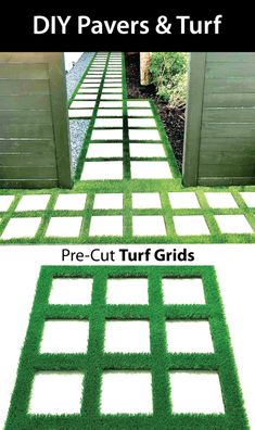 the grass is laid out to look like it has been cut into squares and then placed on