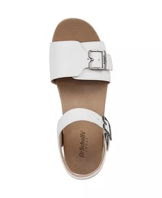 Dr. Scholl's - Original-Love Platform Sandals White Footbed Sandals With Ankle Strap, White Footbed Sandals With Ankle Strap And Buckle Closure, White Leather Ankle Strap Footbed Sandals, Platform Sandals, In Store, Pick Up, Buy Online, Sandals, The Originals