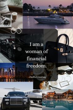 a collage of photos with the words, i am a woman of financial freedom