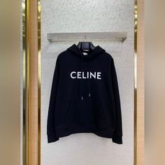 Stunning Celine Vintage Black Logo Hoodie Sweatshirt. Size: S Brand New With Tags Chic Outfits Edgy, Celine Vintage, Stylish Hoodies, Mens Luxury Fashion, Mens Sweatshirts Hoodie, Looks Black, Korean Girl Fashion, Todays Outfit, Sporty Outfits