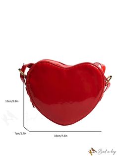 BirdinBag - Neon Red Heart-Shaped Mini Novelty Bag with Zipper - PU Leather Valentine's Day Heart Print Crossbody Bag, Heart-shaped Shopping Bags, Valentine's Day Pouch Bag, Valentine's Day Crossbody Shoulder Bag For Daily Use, Trendy Valentine's Day Pouch Bag, Valentine's Day Gift Crossbody Shoulder Bag, Valentine's Day Gift Pouch Shoulder Bag, Valentine's Day Gift Satchel Bag, Trendy Heart-shaped Shoulder Bag With Zipper Closure