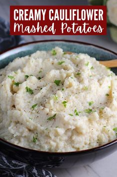 creamy cauliflower mashed potatoes in a bowl