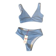 Zarga - New Baby Blue Ribbed Two Pieces Swim Suit Bikini Sz L Please Check Closely Photos For Any Condition On The Item Listed As They Are Pictures Of The Piece You Will Receive I Don’t Use Stock Photos . -Fast Shipping - First Owner - Smoke And Pets Free Environment All Items ( Except New With Tags ) Are Dry Cleaned, Laundered, Or Dust /Shine / Etc And Fully Cleaned Prior To Shipping. Thanks For Visiting My Closet! Light Blue Seamless Swimwear For Beachwear, Light Blue Seamless Beachwear Swimwear, Light Blue Seamless Swimwear For Beach, Zaful Bikinis, Halter Top Tankini, Cheeky Bikinis, Swim Suit, New Girl, New Baby