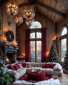 Christmas Living Room Apartment, Cozy Christmas Living Room Apartment, Cozy Living Room Christmas, Warm Cozy Living Room, Home Ideas Bathroom, Christmas String Art, Penthouse Aesthetic, Cozy Living Room Warm, Wall Art Template