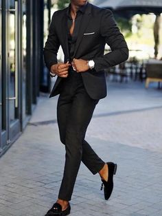 Trajes de fiesta para hombre, color negro y verde, trajes de fiesta de boda, color sólido, 2 piezas, moda para fiesta, ajuste a medida, un solo pecho, un botón, 2024 2024 - €88.99 Graduation Suit, Prom For Guys, Prom Suits For Men, Cheap Suits, Men's Business Suits, Suits Prom, Black Suit Jacket, Groom Tuxedo