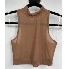 Bozzolo Women's Brown Mesh Mock Neck Crop Tank Top Sleeveless Size Small Nwot 90% Nylon,10% Spandex Sleeveless Stretchy Mesh New Without Tags Measurements Are Approximate And Taken With The Garment Laying Flat Pit To Pit: 13.5 Inches Pit To Bottom: 5 Inches Bundle And Save! Sleeveless Mesh Tank Top Vest, Fitted Sleeveless Mesh Crop Top, Sleeveless Mesh Top For Spring, Spring Sleeveless Mesh Tank Top, Spring Mesh Sleeveless Tank Top, Chic Mesh Sleeveless Top, Sleeveless Stretch Mesh Top, Sleeveless Mesh Crop Top For Summer, Fitted Mesh Vest Top