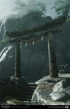 Sucker Punch Productions Ghost of Tsushima Art Blast - ArtStation Magazine Ghost Of Tsushima Art, Arcade Diy, Japanese Gate, Deadpool Art, Japanese Shrine, Torii Gate, Oni Mask, Sucker Punch, Ghost Of Tsushima