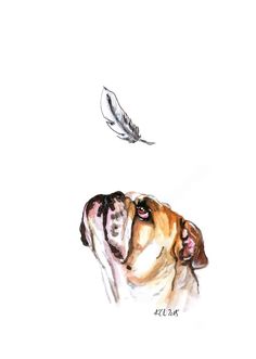 a drawing of a dog and a bird