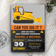 a construction themed baby shower is shown