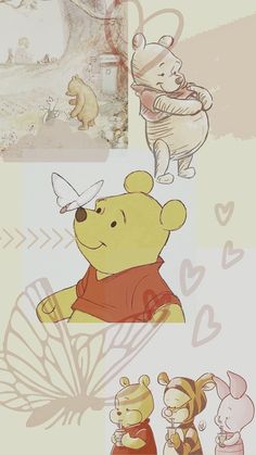 winnie the pooh and her friends are depicted in this cartoon character wallpapers