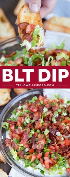 this blt dip is loaded with bacon and lettuce