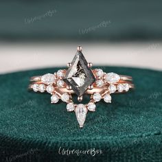 an engagement ring with diamonds on it