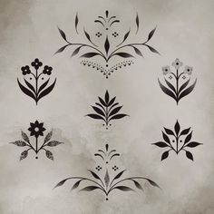 four different floral designs on a gray background