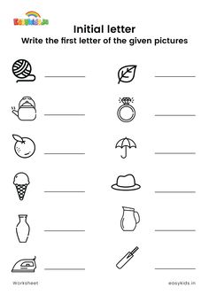 the letter i worksheet for initial letters