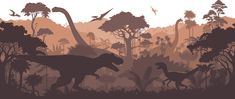 an image of dinosaurs in the jungle