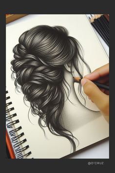 a drawing of a woman's head with her hair pulled back in a bun