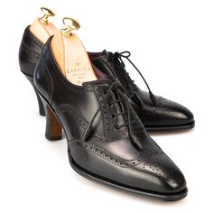 Women's Black Leather High Heel Shoes | CARMINA Heel Oxfords, High Heel Oxfords, Womens Oxfords Shoes, Cordovan Shoes, Flexible Shoes, Men's Shoes Accessories, Oxfords Shoes, Exclusive Shoes, Oxford Heels