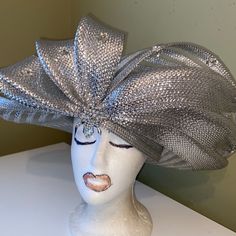 A Real Show Stopper By David M In Very Good Condition. See Pics And Please Take Time To Look At All Of The Hat In My Collection. Church Dress, Dress Hat, Church Dresses, Dress Hats, Take Time, My Collection, Metallic Silver, To Look, That Look