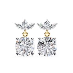 Delight in the luxury and unique design of our 2 CT Marquise Stud Dangle Natural Diamond Earrings. Each earring showcases a captivating arrangement of marquise-cut diamonds, expertly set in a prong setting to capture and reflect light beautifully. Crafted from 14k gold, these earrings combine the classic elegance of a stud with the eye-catching movement of a dangle drop design. Featuring a pushback closure for secure and comfortable wear, these multi-stone earrings are an exquisite birthday gift or a splendid addition to any jewelry collection. PRODUCT DETAILS Item Code: AD36 Division: Natural Diamond Collection: Classics Metal Type: 14K Gold, White Gold / Yellow Gold / Rose Gold / Blackened Gold Total Diamond Weight: 2.00 ctw  Solitaire Diamond Size: 0.95 ct x 2pcs = 1.90CTW Total Diamond Round Cut Diamond Earrings, Marquise Earrings, Diamond Earring, Drop Earring, Multi Stone, Elegant Earrings, Round Cut Diamond, Stone Earrings, Lab Grown