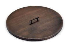 an image of a wooden plate with a bench on the front and back end in black