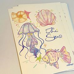 a card with an image of jellyfish and other sea creatures on it's cover