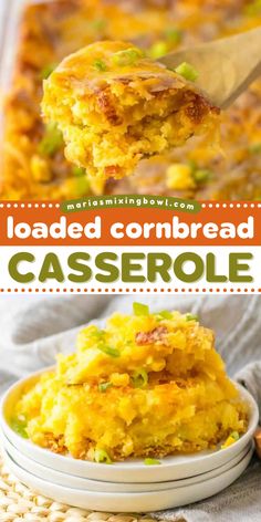 Grab a Jiffy Cornbread Mix for this Thanksgiving dinner recipe! This Loaded Cornbread Casserole will be the star of your feast. Layered with bacon and cheese this corn casserole is a Thanksgiving side dish to impress! Creamed Cornbread Casserole, Corn Casserole With Jiffy Cornbread, Loaded Cornbread Recipe, Loaded Cornbread Casserole, Southern Cornbread Casserole, Cheesy Corn Casserole Jiffy, Cajun Corn Casserole, Corn Casserole Jiffy Easy, Corn Cornbread Casserole