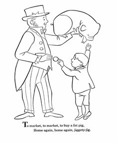 an old man handing something to a little boy with a balloon in his hand coloring page