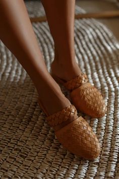 Sea Escape. Leather slip-on sandals. | BaliELF Woven Shoes, Boho Sandals, Woven Sandals, Red Sandals, Chic Leather, Leather Sandals Flat, Slingbacks, Woven Design, Leather Slides