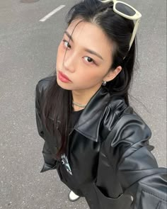 Black Hair, Leather Jacket, Sunglasses, Leather, Hair, Black