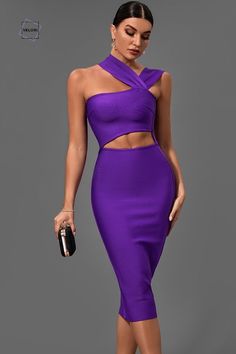 Treat yourself to a dainty and feminine dress with our STEFANIA Purple Bodycon Dress. The purple hue complements your fair skin and looks great with any color. It's all about the details. You'll love STEFANIA's beautiful and feminine silhouette. The lightweight material hugs your curves, while the one-shoulder detail encourages a little flirtation. High Quality Bandage Dress Material: Polyester, Spandex Elasticity: High Strecth Dresses Length: Mid-Calf Closure Type: zipper Club Outfits Summer, Purple Bodycon Dress, Purple Bandage Dress, Birthday Club Outfit, Purple Bodycon, Purple Bodycon Dresses, Dress Mid Length, Bandage Dresses