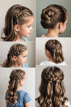 Updos For Little Kids, Short Hair Girls Hairstyles, Girls Updos For Wedding, Flower Girl Hairstyles Braid, Girls Hairstyles Long Hair, Wedding Hairstyles For Girls Kids, Girl Wedding Hairstyles Kids, Hảir Style Kids Girl