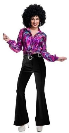 Color: Black, Size: Small Onda Disco, Disco Party Costume, Moda Disco, 70's Disco, Disco Costume, Disco Theme, 70s Women, Disco Pants, Disco Shirt