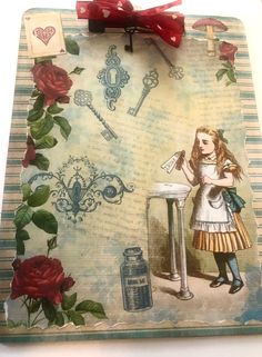 Alice In Wonderland Office, Clipboard Decorating, Paperclip Bookmarks, Wonderland Theme, Alice In Wonderland Theme, Literary Gifts, Paper Ornaments, Mod Podge, Clipboard