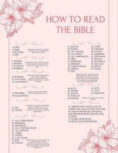 a pink menu with red flowers and the words how to read the bible