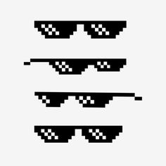 four pixelated glasses with different shapes and sizes, all in black on a white background