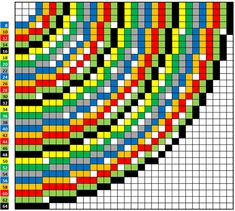 a cross stitch chart with different colors and numbers on the same line, as well as two