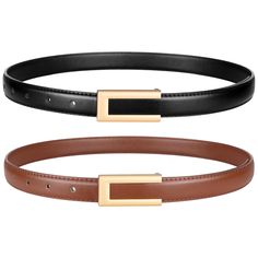 PRICES MAY VARY. {Designer belts for women}: Rectangular gold buckle with various leather belt strap: black leather belt,brown leather belt,white belt {Black and gold belt}: pack for two belts. Classic gold buckle stay classic but still get the fashion trendy. More than one way to wear this belt: ladies belts for jeans,ladies belts for dresses, as your work belts or daily match belts {Material}:Alloy buckle for gold color, which is anti-scratch. Belt strap for premium pu leather {Package Include Trendy Belts For Women, Belts For Women Dresses, Ladies Belts, Leather Belt Women, Trendy Belts, Belt Pack, Work Belt, Belt Women, Gold Belt