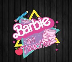 this barbie is a teacher wallpaper with an apple, books and pencils on it