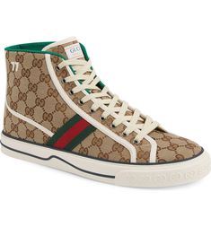 Gucci Tennis 1977 High Top Sneaker | Nordstrom Sneaker Heads, Figure Fashion, Hippy Style, Gucci Monogram, Sole Sneakers, Buy Gucci, High Top Sneaker, Womens Tennis, Vans High Top Sneaker