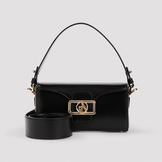 Lanvin Black Calf Leather Pencil Nano Shoulder Bag. Pure black calf leather bag, top shoulder strap, front flap fastening, front gold-tone buckle with lettering logo, adjustable and detachable shoulder strap, one main compartment. Gold-tone hardware. Office Crossbody Shoulder Bag With Logo Hardware, Office Shoulder Bag With Logo Hardware, Gold Office Bag With Logo Hardware, Gold Bags With Logo Hardware For Office, Classic Shoulder Bag With Metal Logo, Designer Rectangular Shoulder Bag With Metal Logo, Luxury Shoulder Bag With Metal Logo, Chic Shoulder Bag With Logo Hardware For Business, Gold Office Bags With Metal Logo