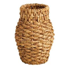 a large woven vase is shown on a white background with clippings to the bottom