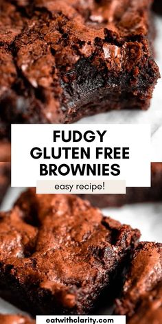 fudgey gluten free brownies recipe with text overlay