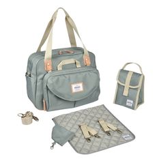 an image of a diaper bag and accessories for the baby to be born in