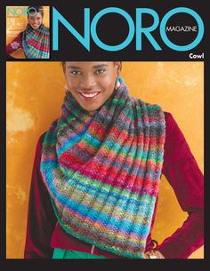 a woman wearing a colorful scarf on top of a magazine cover with the words noro written