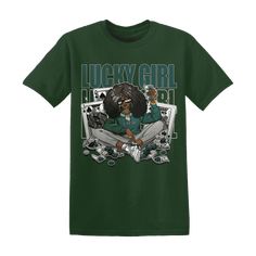 NastyJamz-Oxidized-Green-4s-T-Shirt-Match-Lucky-Girl Green 4s, Under The Lights, Lucky Girl, Combed Cotton, Unisex Fashion, Forest Green, Solid Colors, Cotton Fabric, Size Chart