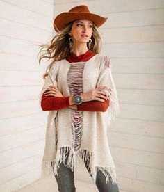 Sterling & Stitch Fringe Poncho Sweater - One Size - Cream , Women's Cream Destructed open weave sweater Bust measures 58 Body length 25 One size fits most. 72% Cotton 28% Polyester. Machine wash cold with like colors gentle cycle. Only non-chlorine bleach when needed. Lay flat to dry. Cool iron if necessary.. Measurements: Bust -Fullest part of bust with arms at sides. Waist -Circumference of natural waist: above belly button below rib cage. Hips -Standing with feet together fullest part of hip Oversized Fringe Cardigan For Fall, Fringed Long Sleeve Poncho For Fall, Long Sleeve Fringe Poncho For Fall, Fringe Long Sleeve Poncho For Fall, Knit Outerwear With Fringe For Fall, Knit Fringe Outerwear For Fall, Knit Top With Fringe For Fall, One Size Fringe Cardigan For Fall, Knit Fringe Top For Fall