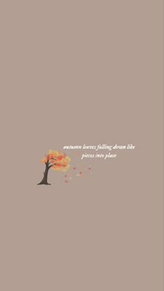 an orange tree with leaves blowing in the wind on a gray background that says,