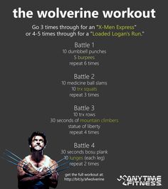 the wolverine workout for men is shown in this poster